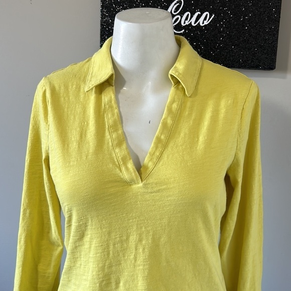 BODEN The Cotton Jersey Collar Notch Tee Long Sleeve Yellow Sz XS - Picture 6 of 13